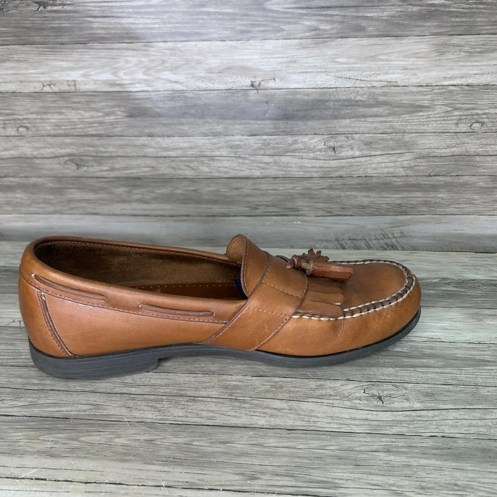 Sperry Top-Sider Black Brown Leather Kiltie Tassel Boat Loafer Mens 10.5W Preppy